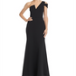 Vestido feminino Aqua com babados e um ombro só, preto, tamanho 12