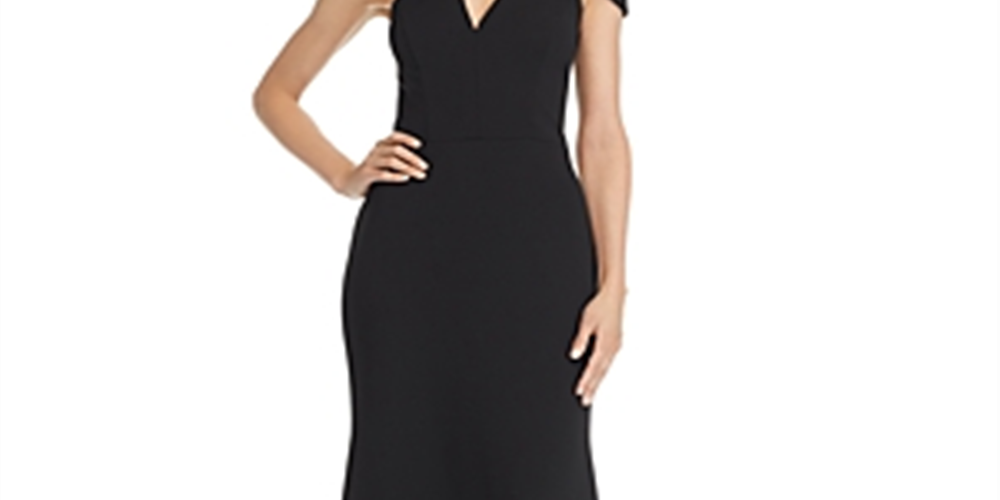 Vestido feminino Aqua com babados e um ombro só, preto, tamanho 12