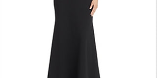 Vestido feminino Aqua com babados e um ombro só, preto, tamanho 12