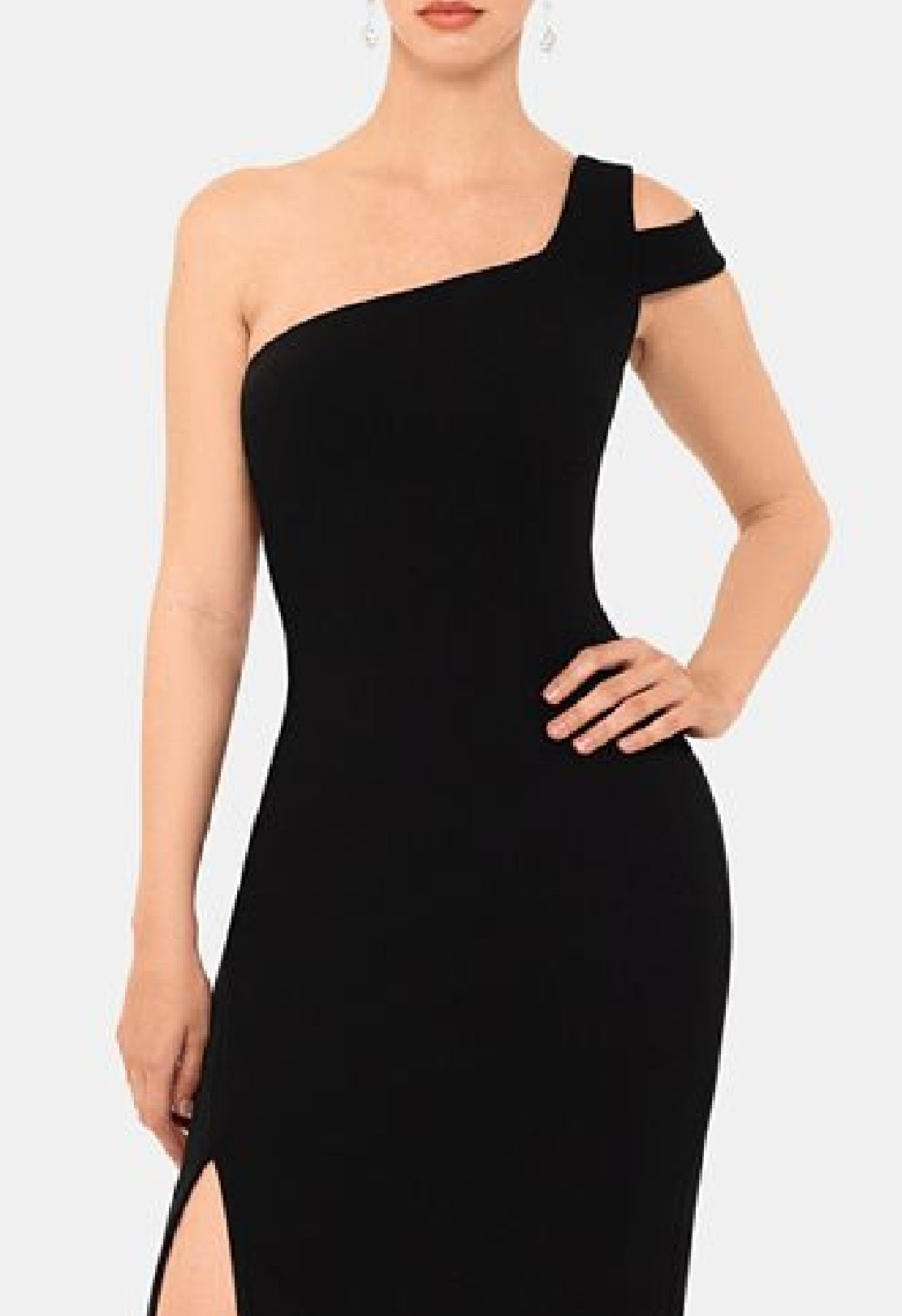 Vestido feminino Betsy &amp; Adam, liso, um ombro, preto, tamanho 12