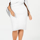 Vestido de capa franzido feminino Betsy &amp; Adam, branco, tamanho 16W