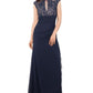 Vestido de renda Betsy &amp; Adam feminino, azul, tamanho 8