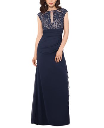 Vestido de renda Betsy &amp; Adam feminino, azul, tamanho 8