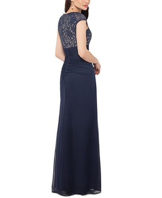 Vestido de renda Betsy &amp; Adam feminino, azul, tamanho 8