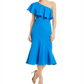 Vestido midi de crepe com babados Betsy &amp; Adam feminino, azul, tamanho 4