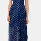 Vestido de chiffon com decote halter e babados metálicos Betsy &amp; Adam feminino, azul, tamanho 16