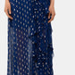 Vestido de chiffon com decote halter e babados metálicos Betsy &amp; Adam feminino, azul, tamanho 16