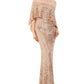 Vestido formal bege sem mangas Betsy &amp; Adam feminino, comprimento total, tamanho 14