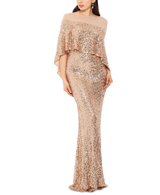 Vestido formal bege sem mangas Betsy &amp; Adam feminino, comprimento total, tamanho 14