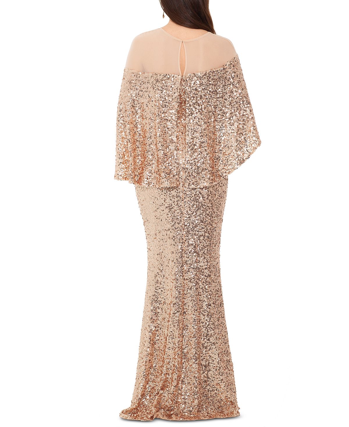 Vestido formal bege sem mangas Betsy &amp; Adam feminino, comprimento total, tamanho 14