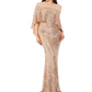 Vestido formal bege sem mangas Betsy &amp; Adam feminino, comprimento total, tamanho 14