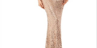 Vestido formal bege sem mangas Betsy &amp; Adam feminino, comprimento total, tamanho 14