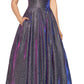 Vestido de baile feminino Betsy &amp; Adam Galaxy Glitter cinza tamanho 14