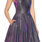 Vestido de baile feminino Betsy &amp; Adam Galaxy Glitter cinza tamanho 14