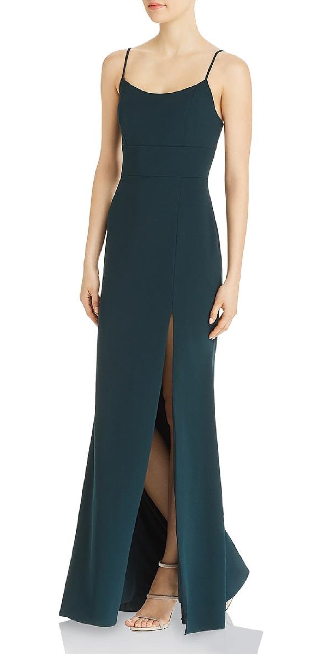 Aqua Women's Floor Length Spaghetti Strap Gown Green Size 8