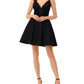 Vestido curto feminino Aqua com alças finas e decote em V, estilo coquetel, preto, tamanho 6