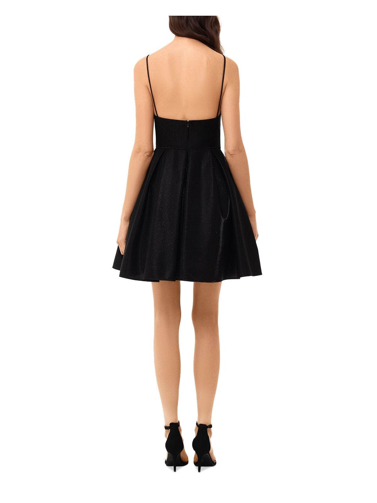 Vestido curto feminino Aqua com alças finas e decote em V, estilo coquetel, preto, tamanho 6