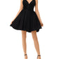 Vestido curto feminino Aqua com alças finas e decote em V, estilo coquetel, preto, tamanho 6
