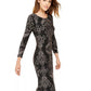 Vestido justo com glitter barroco feminino Betsy &amp; Adam, preto, tamanho 12