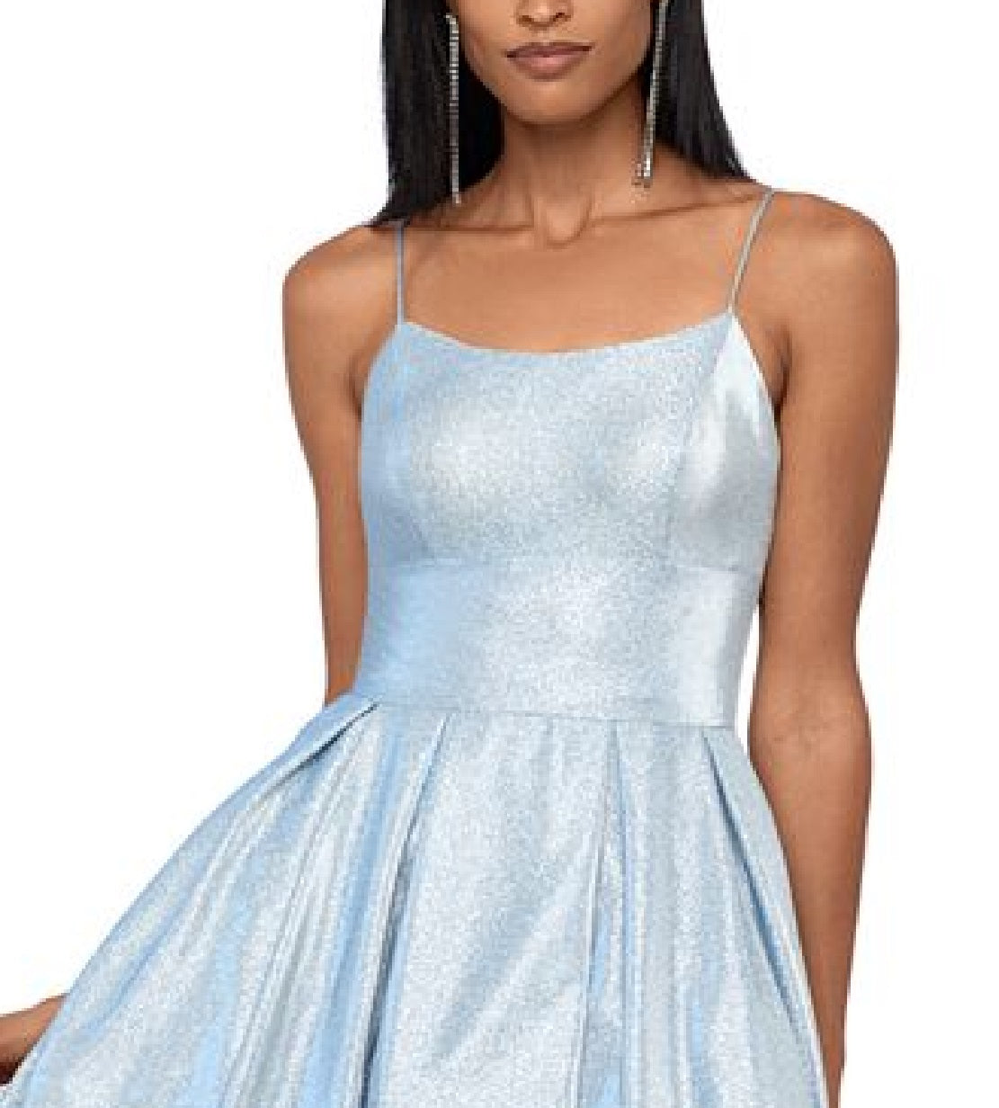 Vestido Galaxy Glittery Fit &amp; Flare Feminino Betsy &amp; Adam Cinza Tamanho 2