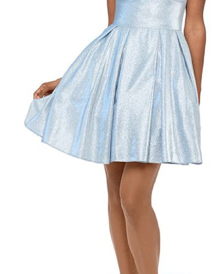 Vestido Galaxy Glittery Fit &amp; Flare Feminino Betsy &amp; Adam Cinza Tamanho 2