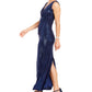 Vestido de festa feminino Betsy &amp; Adam com decote em V duplo, azul, tamanho 2, pequeno