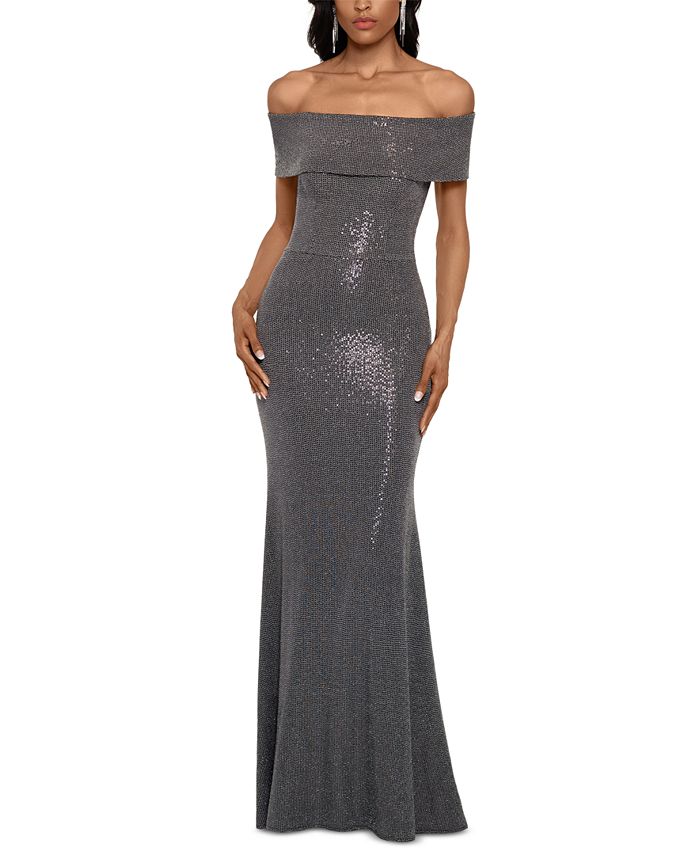 Vestido tubinho longo de manga curta Betsy &amp; Adam feminino cinza tamanho 12 pequeno