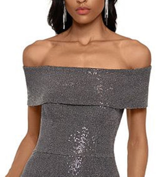 Vestido tubinho longo de manga curta Betsy &amp; Adam feminino cinza tamanho 12 pequeno