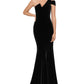 Vestido de veludo feminino Betsy &amp; Adam, um ombro, preto, tamanho 2