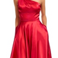 Vestido de cetim com alças de um ombro só, tamanho 1, vermelho, da Blondie Nites Junior