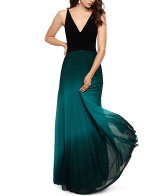 Vestido feminino Betsy &amp; Adam com saia plissada e glitter, verde, tamanho 12