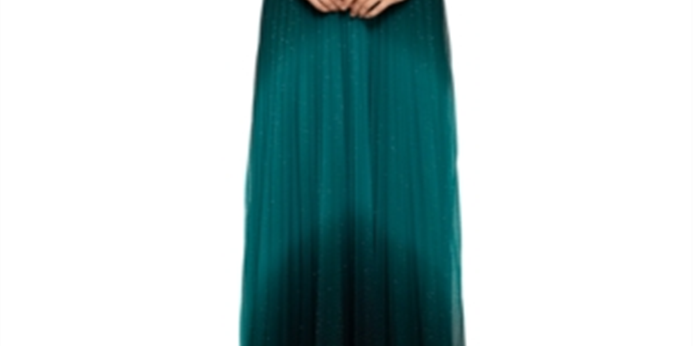 Vestido feminino Betsy &amp; Adam com saia plissada e glitter, verde, tamanho 12