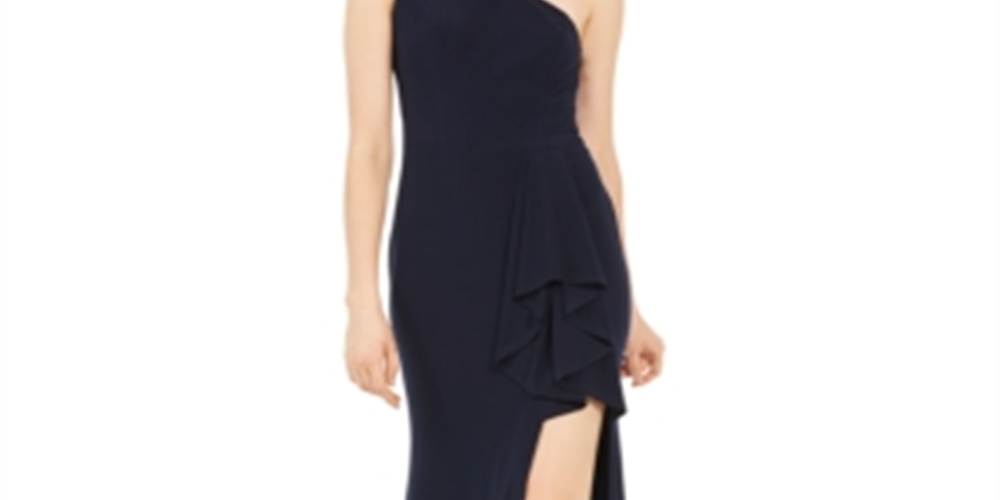 Vestido de festa infantil Blondie Nites com um ombro só e fenda, azul, tamanho 7