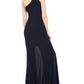 Vestido de festa feminino Blondie Nites com um ombro só e fenda, azul, tamanho 13