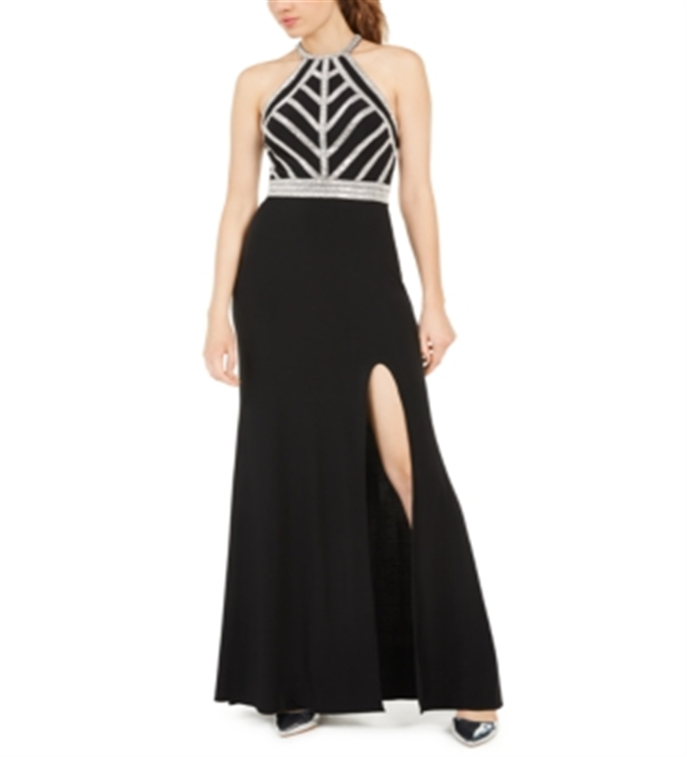 Vestido de festa infantil Blondie Nites com costas abertas e detalhes em preto, tamanho 3