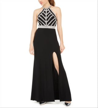 Blondie Nites Junior's Embellished Open Back Gown Black Size 3