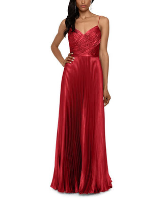 Vestido de festa Betsy &amp; Adam feminino, plissado, de cetim, vermelho, tamanho 6