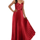 Vestido de festa Betsy &amp; Adam feminino, plissado, de cetim, vermelho, tamanho 6