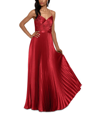 Vestido de festa Betsy &amp; Adam feminino, plissado, de cetim, vermelho, tamanho 6