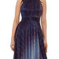 Vestido longo de festa Betsy &amp; Adam feminino, com fenda, zíper, metálico, franzido, sem mangas, azul, tamanho 2