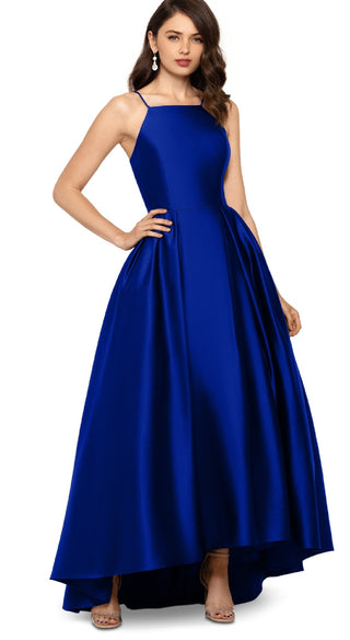 Vestido de baile de cetim feminino Betsy &amp; Adam, azul, tamanho 6, pequeno