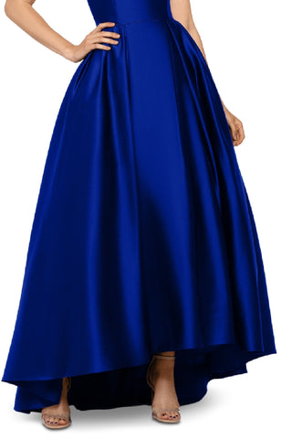 Vestido de baile de cetim feminino Betsy &amp; Adam, azul, tamanho 6, pequeno