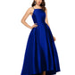 Vestido de baile de cetim feminino Betsy &amp; Adam, azul, tamanho 12, pequeno