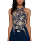 Vestido de festa feminino Betsy &amp; Adam sem mangas com apliques florais, azul, tamanho 6, pequeno