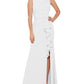 Vestido Betsy &amp; Adam Feminino Decote Canoa Cascata Detalhe Babados Branco Tamanho 12 Petite