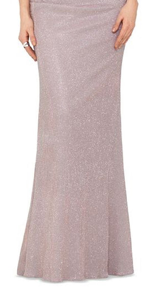 Vestido longo com glitter e gola alta Betsy &amp; Adam para mulheres, rosa, tamanho 4, pequeno