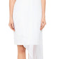 Vestido de crepe assimétrico de chiffon com sobreposição Betsy &amp; Adam para mulheres, tamanho 6, branco