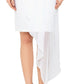 Vestido de crepe assimétrico de chiffon com sobreposição Betsy &amp; Adam para mulheres, tamanho 6, branco
