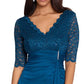 Vestido feminino Betsy &amp; Adam com detalhe em cascata e renda, azul, tamanho 16