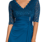 Vestido feminino Betsy &amp; Adam com detalhe em cascata e renda, azul, tamanho 16